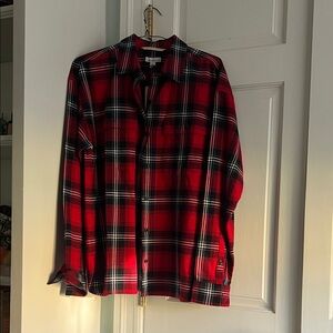 L.L. Bean Women's Red Plaid Button Down Shirt